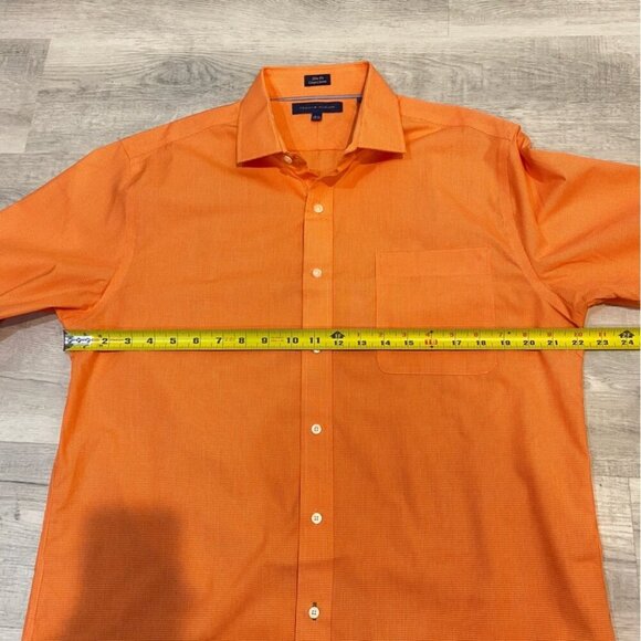 Tommy Hilfiger Slim Fit Orange 100% Cotton Button Down Shirt Size 16.5 - Picture 8 of 15